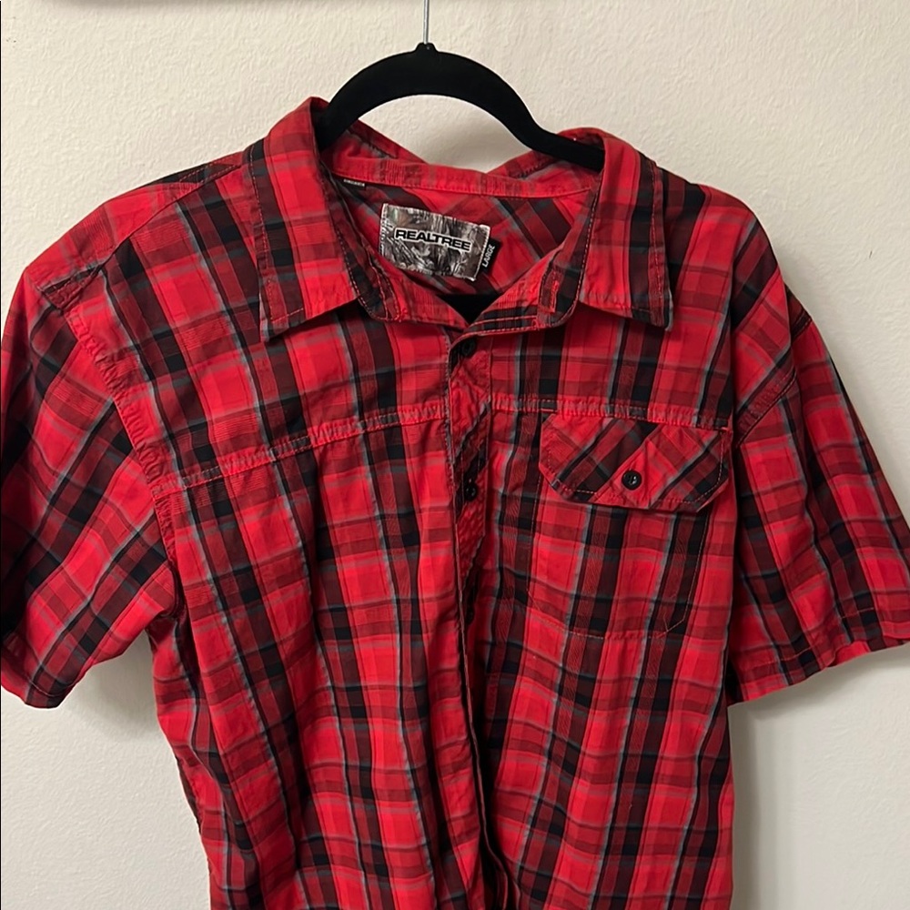 Realtree Red and Black Plaid Men's Shirt